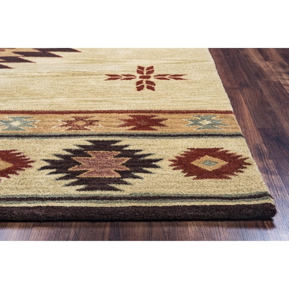 Alora Decor Ryder 5' x 8' Tribal Khaki/Brown/Burgundy/Sage Hand-Tufted Area Rug