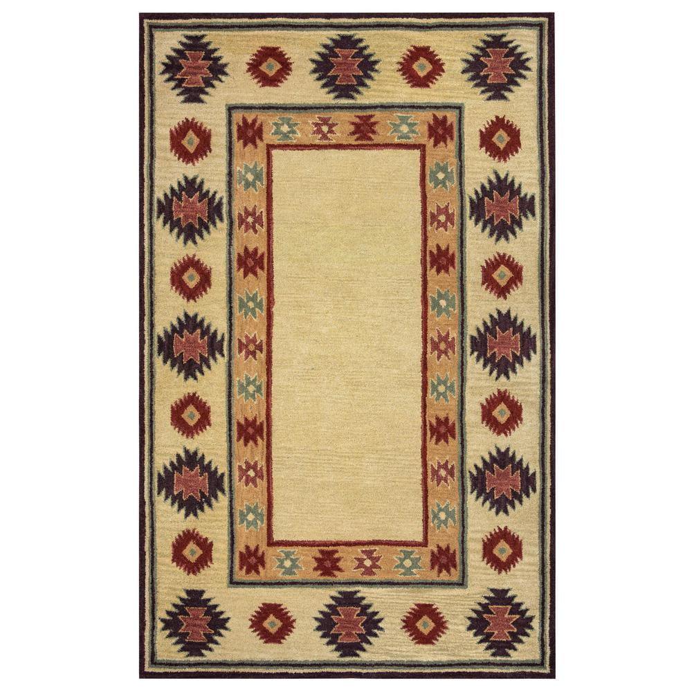 Handmade Khaki and Brown Wool Tufted 5' x 8' Rug