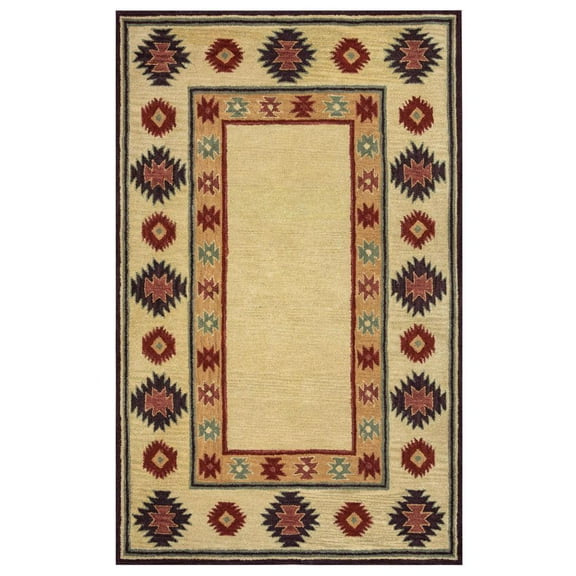 Alora Decor Ryder 5' x 8' Tribal Tan/Sage/Navy/Burgundy Hand-Tufted Area Rug