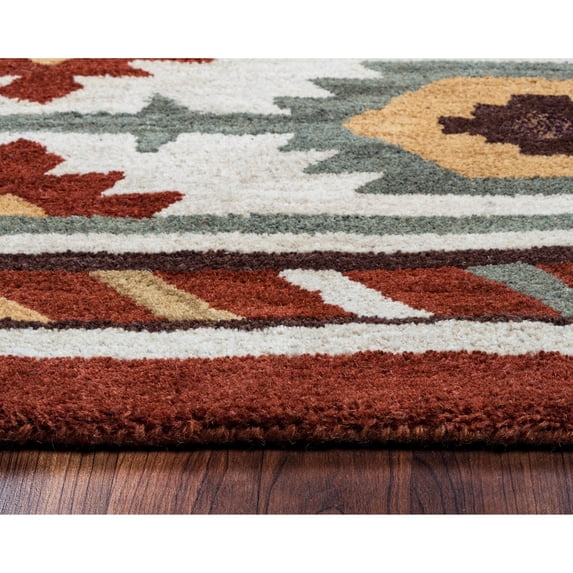 Alora Decor Ryder 8' x 10' Tribal Rust/Khaki/Navy/Sage Hand-Tufted Area Rug