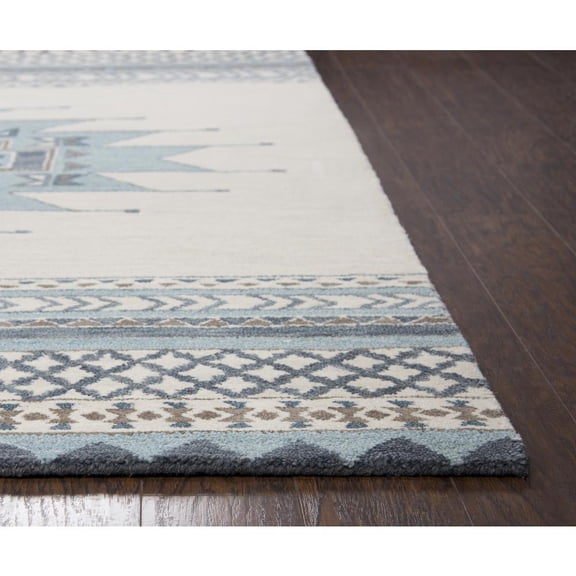 Alora Decor Ryder 9' x 12' Southwest/Tribal Blue/Ivory Hand-Tufted Area Rug
