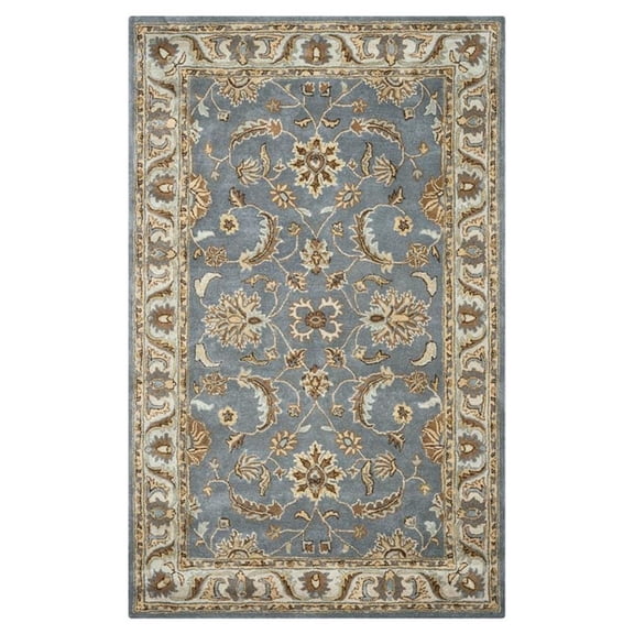Alora Decor Sareena 3' x 5' Border Gray/Blue/Brown/Tan/Blue/Lt. Teal Area Rug