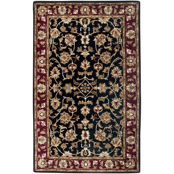 Alora Decor Sareena 5' x 8' Border Black Burgundy Sage Tan Off White Area Rug