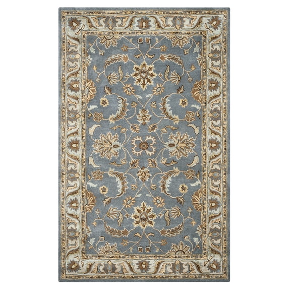 Alora Decor Sareena 8' x 10' Border Gray/Blue/Brown/Tan/Blue/Lt. Teal Area Rug