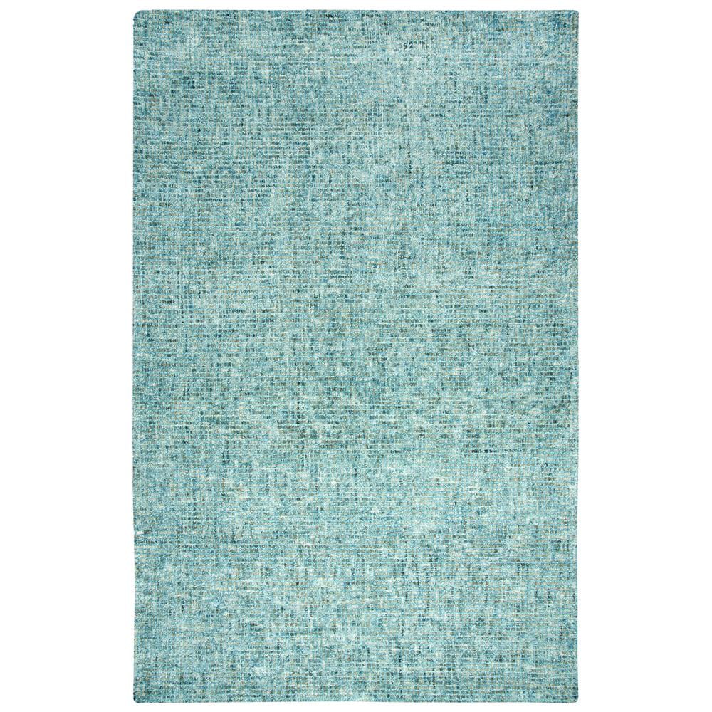 Teal and Beige Hand-Tufted Wool Area Rug, 5' x 8'
