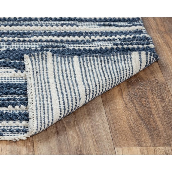 Alora Decor Sun 7'6" x 9'6" Stripe Ivory/Blue Woven Area Rug