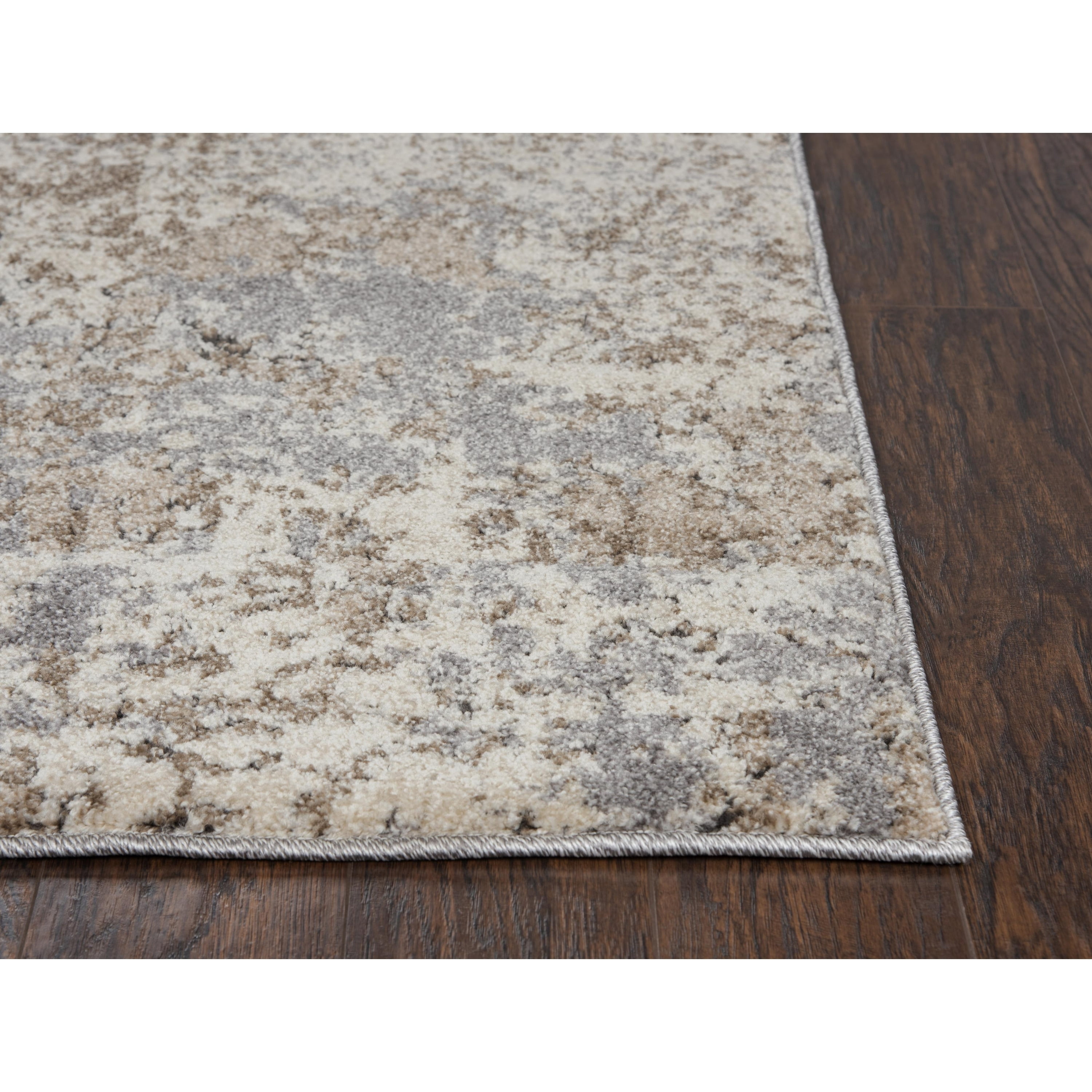 Venice Gray and Beige Abstract Synthetic Area Rug
