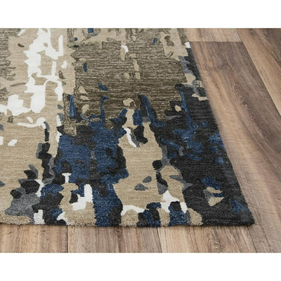 Alora Decor Vivid 7'6" x 9'6" Beige/Blue/Beige/Blue Hand-Tufted Area Rug