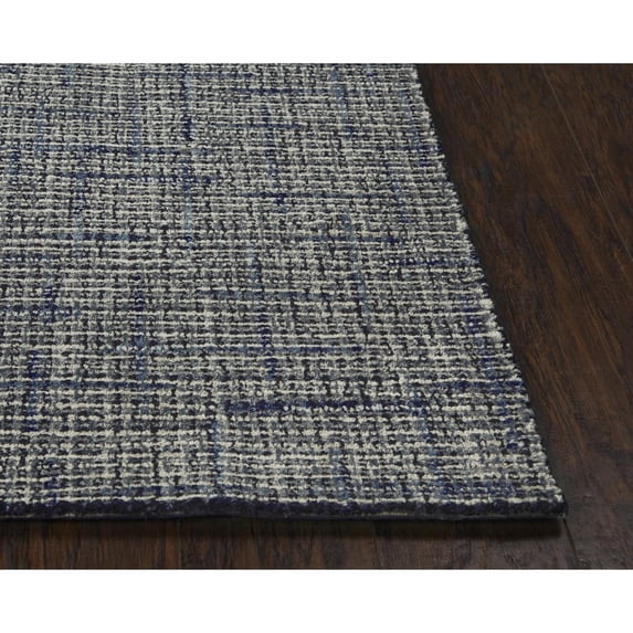 Alora Decor Zion 8'6" x 11'6" Checked/Solid Blue/Ivory Hand-Tufted Area Rug