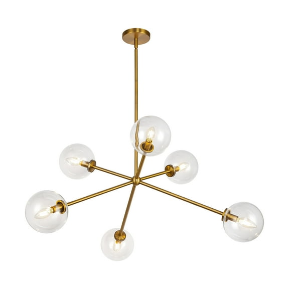 Alora Lighting Ch549640 Cassia 6 Light 40" Wide Sputnik Chandelier - Aged Brass / Clear