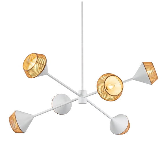 Alora Lighting CH633638WHBR Daphne 6 Light 38" Wide Chandelier - White / Brown Cotton Rope