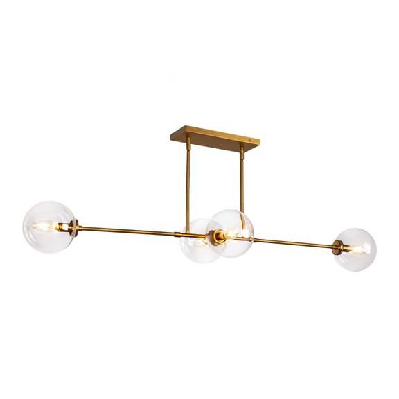Alora Lighting LP549448AGCL Cassia 4 Light 13" Wide Linear Pendant - Aged Brass / Clear
