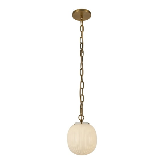 Alora Lighting Pd579107 Cherise 7" Wide Mini Pendant - Brushed Gold / Glossy Ribbed Opal
