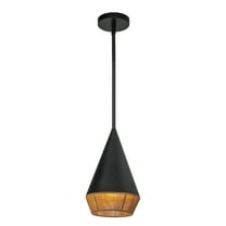 Alora Lighting Pd633107 Daphne 7" Wide Mini Pendant - Matte Black / Brown Cotton Rope