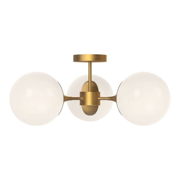 Alora Lighting SF505326AGOP Nouveau 3 Light 26" Wide Semi-Flush Ceiling Fixture - Gold