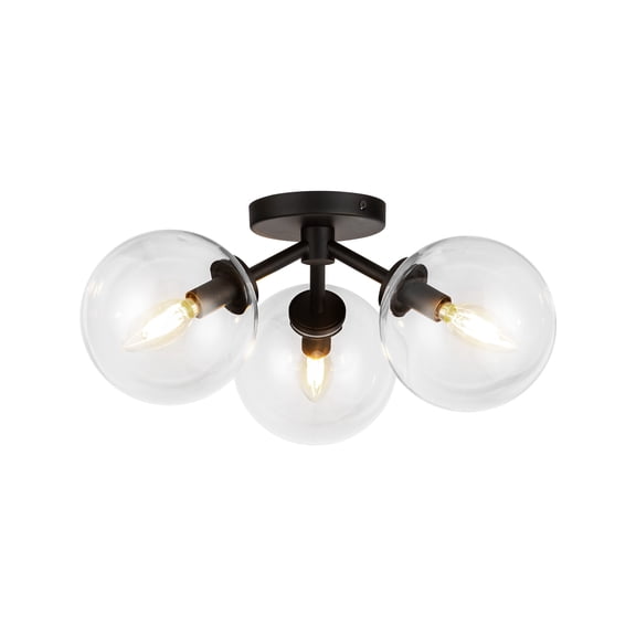Alora Lighting SF549315MBCL Cassia 3 Light 18" Wide Semi-Flush Globe Ceiling Fixture -