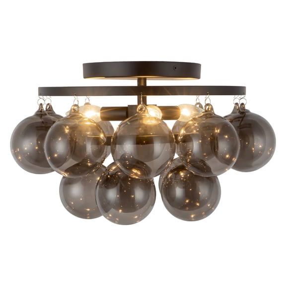 Alora Lighting SF654318MBSM Faye 3 Light 18" Wide Semi-Flush Waterfall Ceiling Fixture -