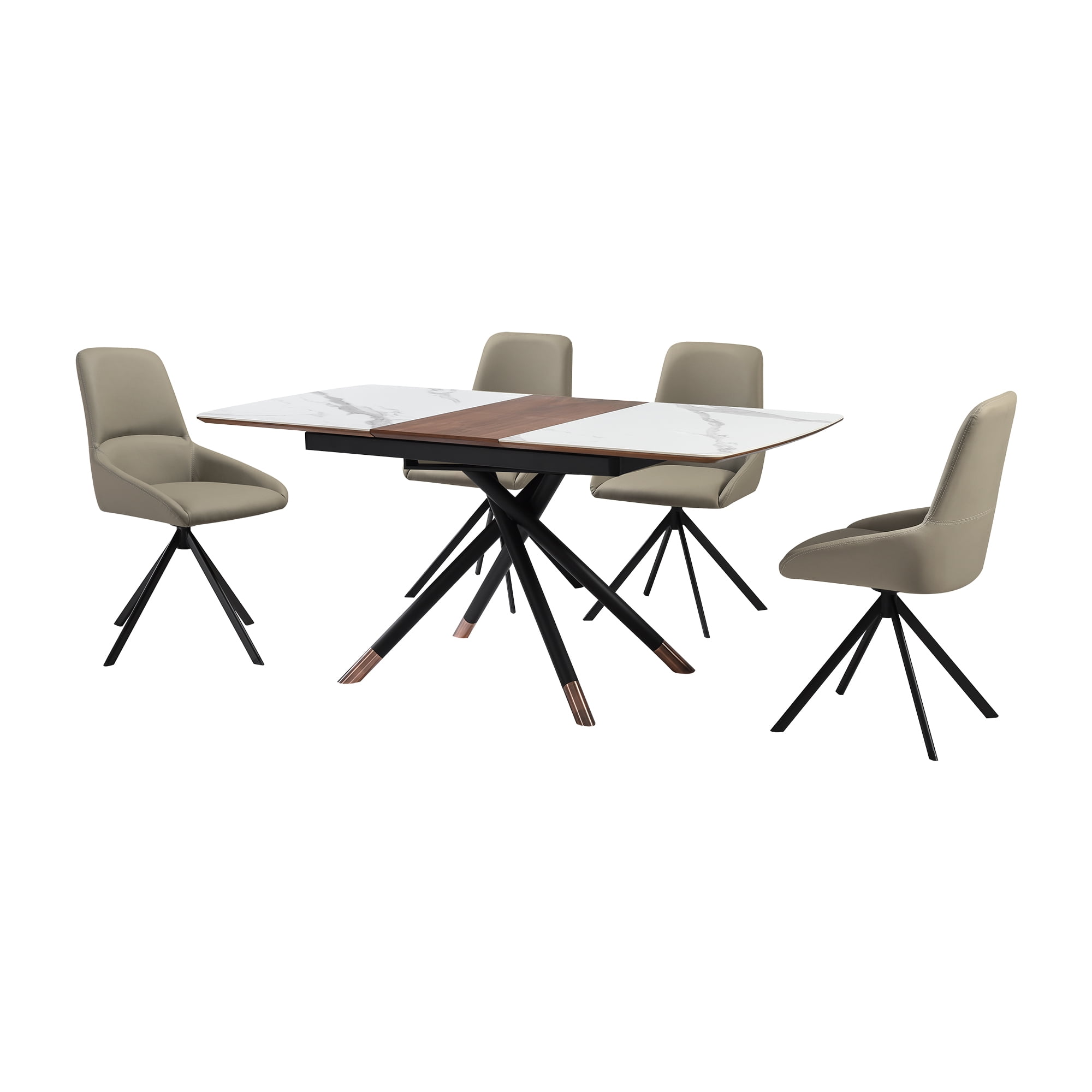 Alora Maverick 5 Piece Extendable Dining Set with Taupe Gray Faux ...