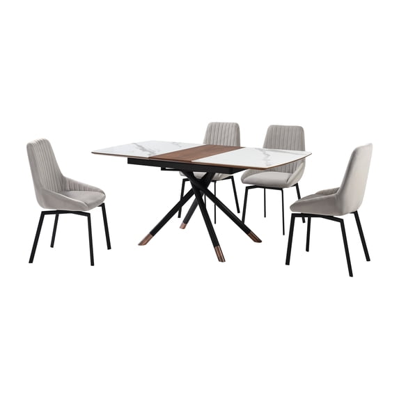 Kash Upholstered Dining Chair in Black Faux Leather with Black Metal Legs - Set of 2