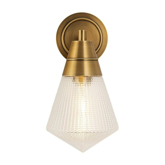 Alora Willard 6" Vanity Light, 1 x 60W, E26 Vintage Brass/Clear Prismatic Glass