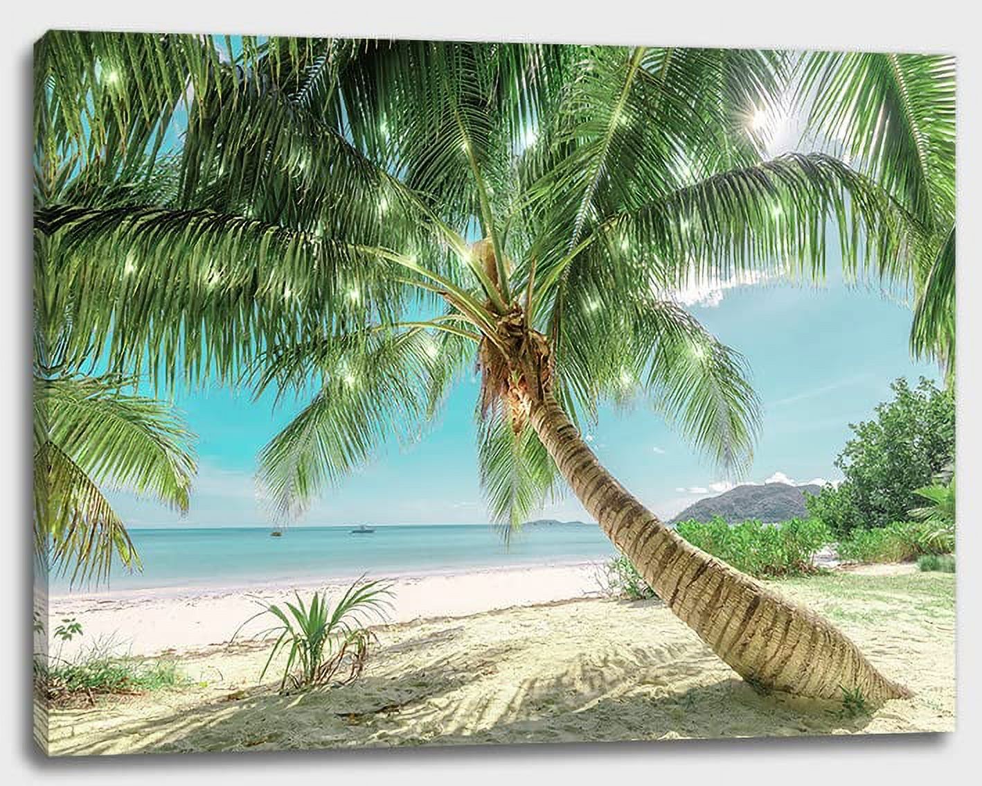 Alottagifts Palm Tree Beach Canvas Wall Art Print With Timer LED