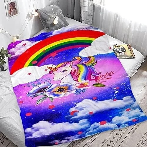 Alottagifts Unicorn Rainbow 50 X 60 Throw Blanket For Bed Couch Sofa New