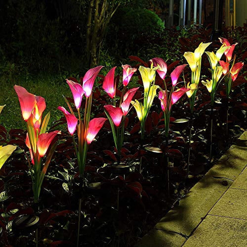 Solar Powered Color Changing Calla Lily Path Lights, 3 Pack