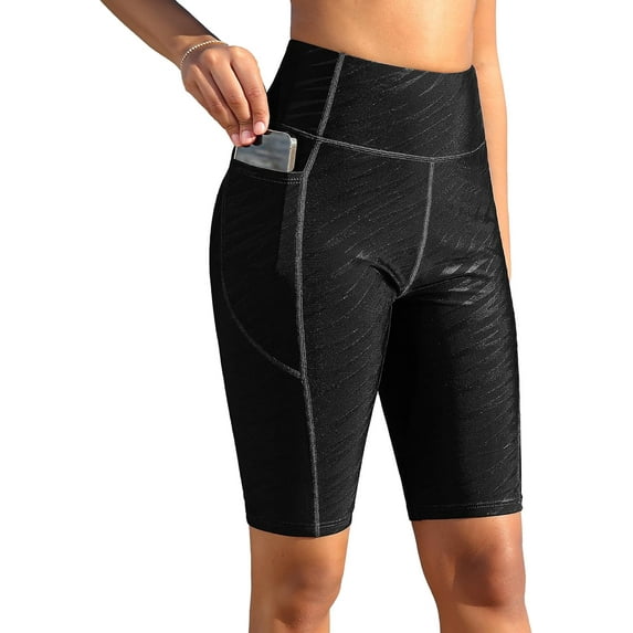 Alove 10" Womens High Waisted Swim Shorts UPF50+ Long Board Swimming Shorts with Pockets