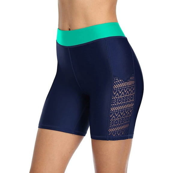 Alove Hollow Out Stretch Swim Bottoms High Waist Trunk For Women Swim Capri Pants With Linning Boardshorts