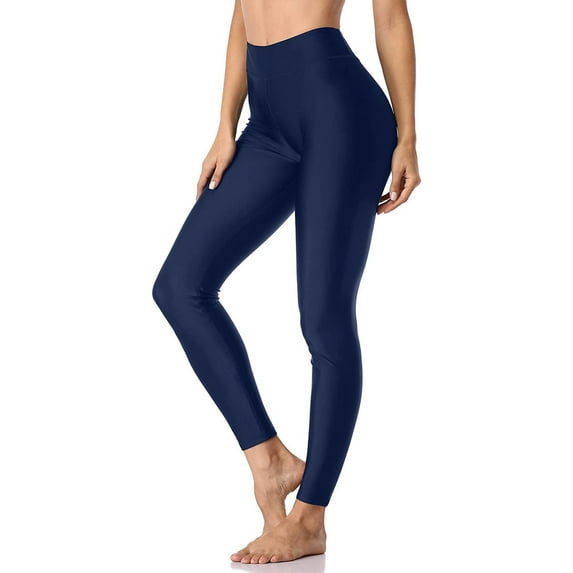 Alove Long High Waist Swim Pants With Pockets Stretchy Tight Leggings Suring Swim Bottoms