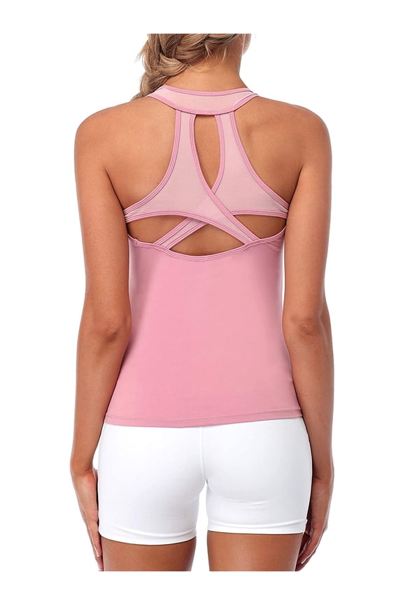 Mesh Racer Back Sport Yoga Undershirt For Women Quick Dry Workout Tank Tops