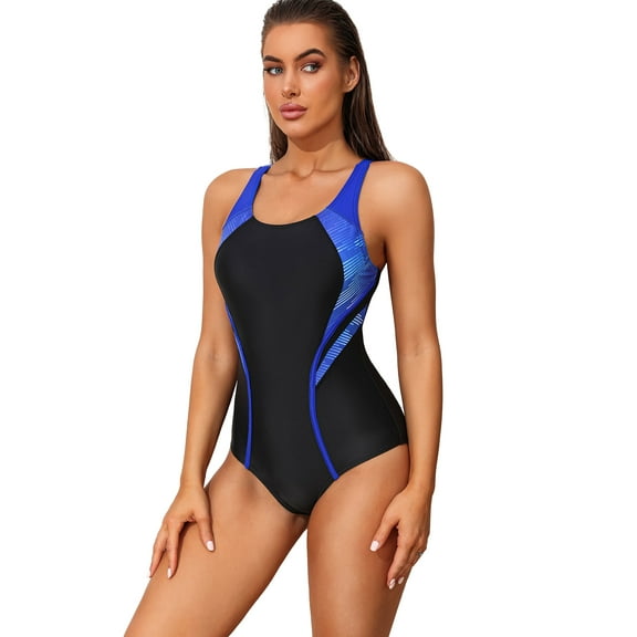 Alove One Piece Sporty Swimsuits Womens Quick-drying Athletic Training Bathing Suit Adjustable Strap Swimwear