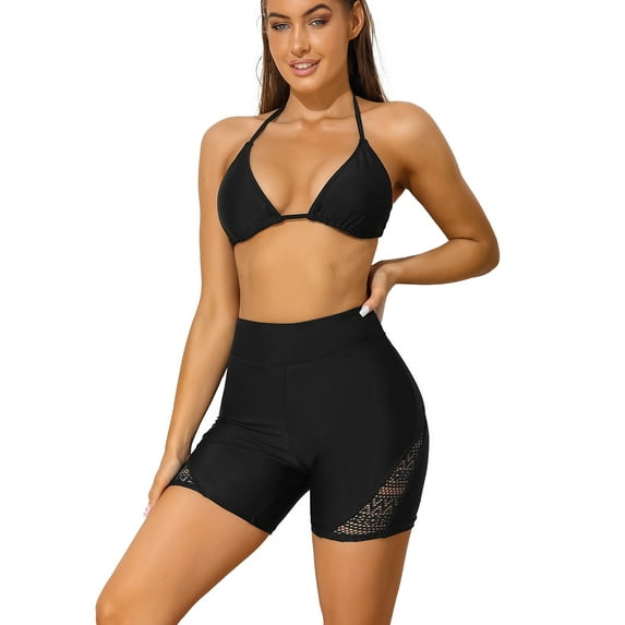 Alove Swimming Trunk Womens Swim Bottom Hollow out Design High Waisted Tankini Swimwear Shorts