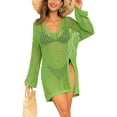thumbnail image 1 of Alove Swimsuit Beach Coverups V Neck Cover Up Women Crochet Hollow Out Tops Side Split Swim Bikini Bathing Suit Loose Fit Beach Dress, 1 of 8