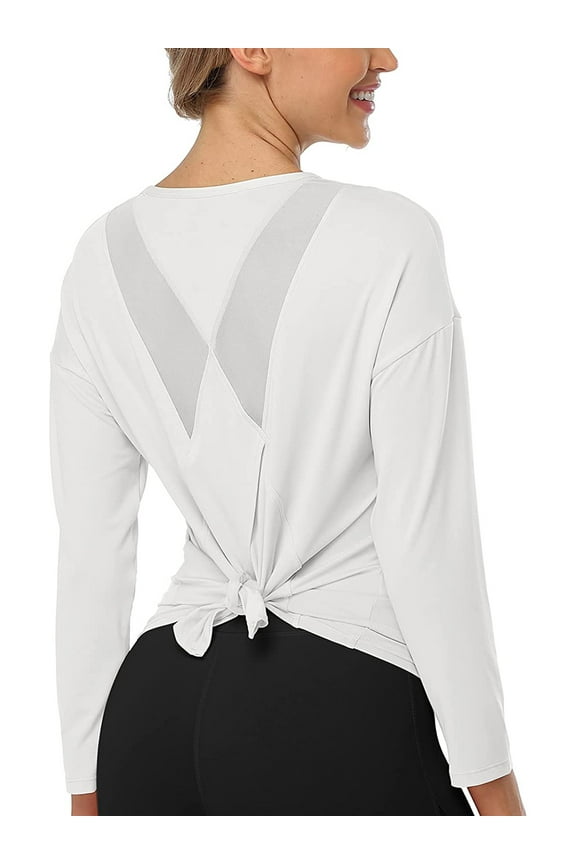 Women Athletic Top Workout Long Sleeve Yoga Shirts UV Sun Protection
