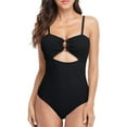 thumbnail image 1 of Alove Women Bow Monokini Soild Swimsuit 1 Piece Beach Bathing Suit, 1 of 6