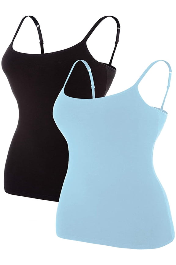 Women Cami Straps Camisole Cotton Tank Top Undershirt,2-Pack