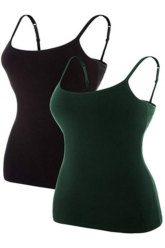 Women Cami Straps Camisole Cotton Tank Top Undershirt,2-Pack