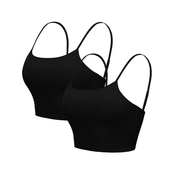 Alove Women Cropped Built-In Bra Camisole Adjustable Straps Tank Tops,2 -Packs