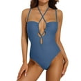thumbnail image 1 of Alove Women Deep V Monokini Tie Back Swimsuit Sexy Bathing Suit 1 Piece, 1 of 7