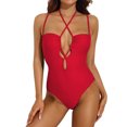 thumbnail image 1 of Alove Women Deep V Monokini Tie Back Swimsuit Sexy Bathing Suit 1 Piece, 1 of 7