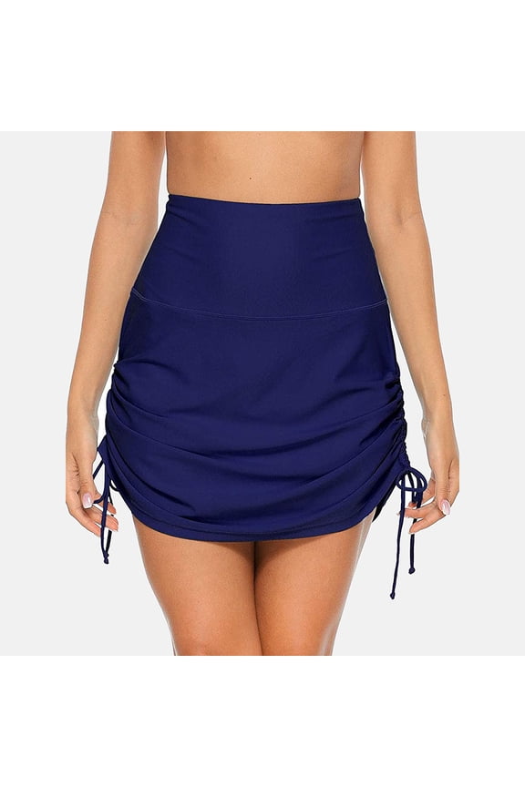 Women High Waisted Swim Skirt with Brief Tankini Bottom Swimdress