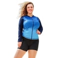 thumbnail image 1 of Alove Women Long Sleeve Zipper Gradient Rash Guard Plus Size Swimwear Crew Neck Swimsuit UPF 50+ S-3X, 1 of 8