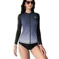 thumbnail image 1 of Alove Women Long Sleeve Zipper Gradient Rash Guard Plus Size Swimwear Crew Neck Swimsuit UPF 50+ S-3X, 1 of 6