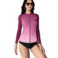 thumbnail image 1 of Alove Women Long Sleeve Zipper Gradient Rash Guard Plus Size Swimwear Crew Neck Swimsuit UPF 50+ S-3X, 1 of 6