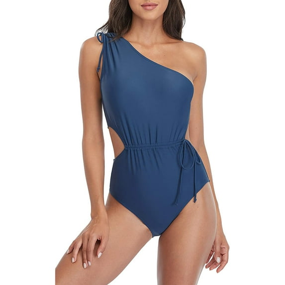 Alove Women One Shoulder Monokini Cutout Swimwear 1 Piece Bathing Suit
