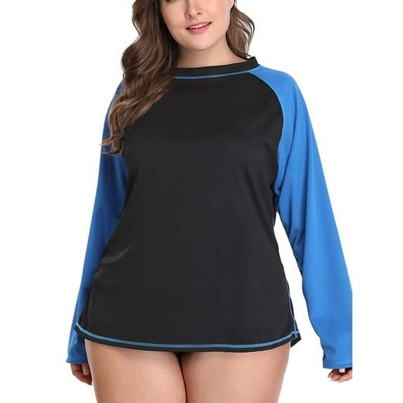 Alove Women Plus Rash Guard Long Sleeve UPF Sun Protection Swim Shirt Top