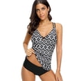 thumbnail image 1 of Alove Women Print Tankini Swimsuit Two Piece V neck Swimwear Set, 1 of 4