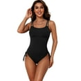 thumbnail image 1 of Alove Women Ribbed Tie Side One Piece Swimsuit 1 Piece Bathing Suit Spaghetti Strap High Cut Monokini Sexy Swimwear, 1 of 8