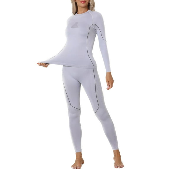 Alove Women Thermal Suit Airtight Flexible Top and Bottom Warm Set Winter Breathable Warm Base layer Set